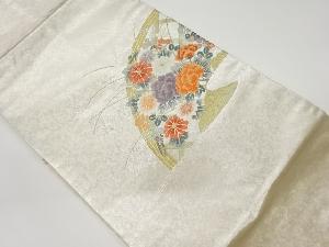 リサイクル　蛇籠に花々模様織出し名古屋帯